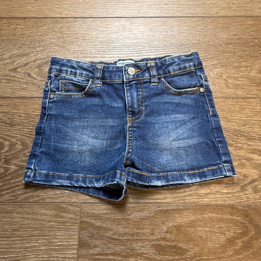 Mayoral Girls Denim Shorts, Size 7, Blue, Designer, Summer, Adjustable